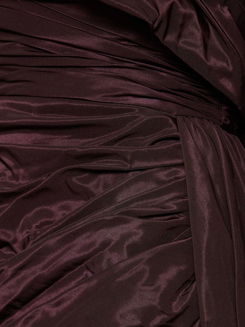Off-shoulder draped faille long dress - 5