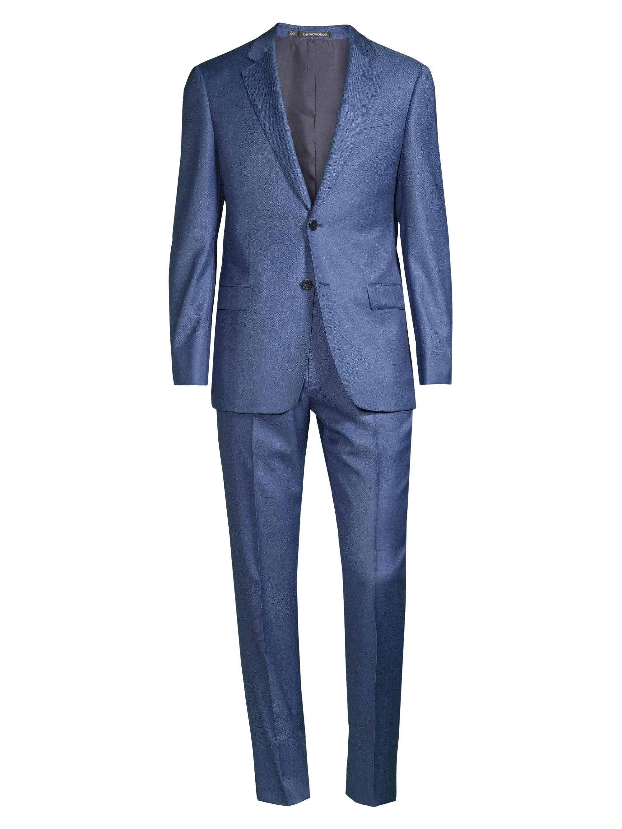 Men's Solid Virgin Wool Suit - Blue - 1