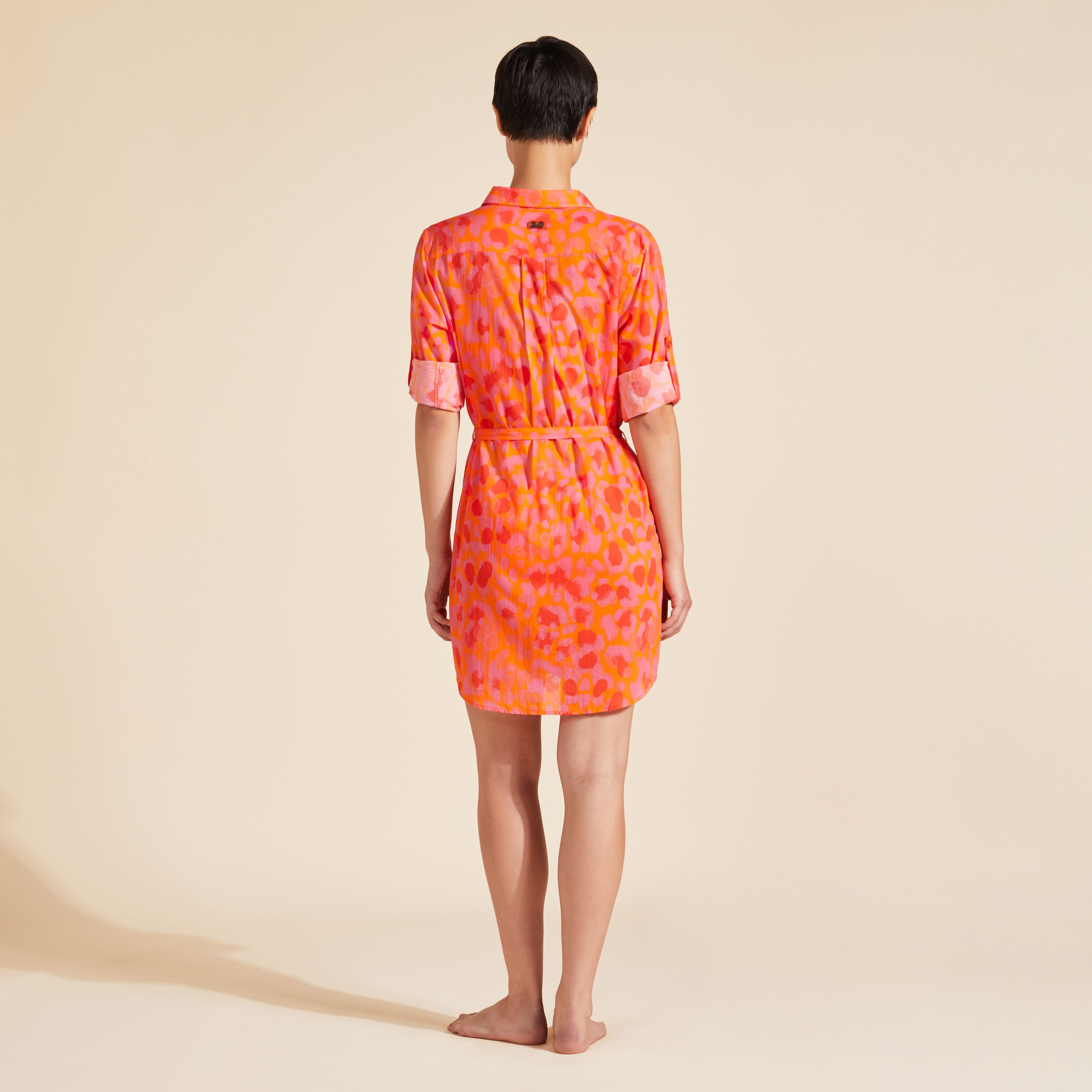 Women Cotton Voile Shirt Dress New Leopard - 4