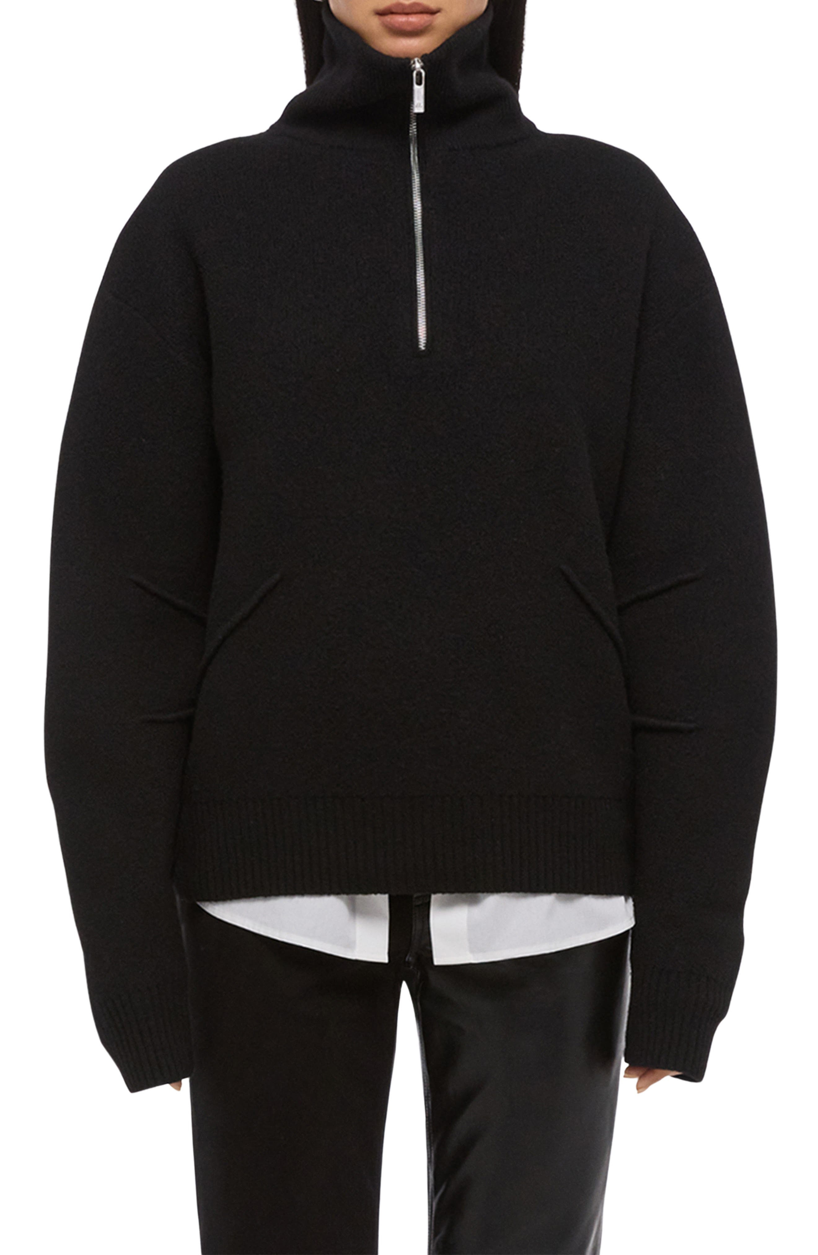 Helmut Lang Apex Quarter Zip Sweater in Black at Nordstrom - 1