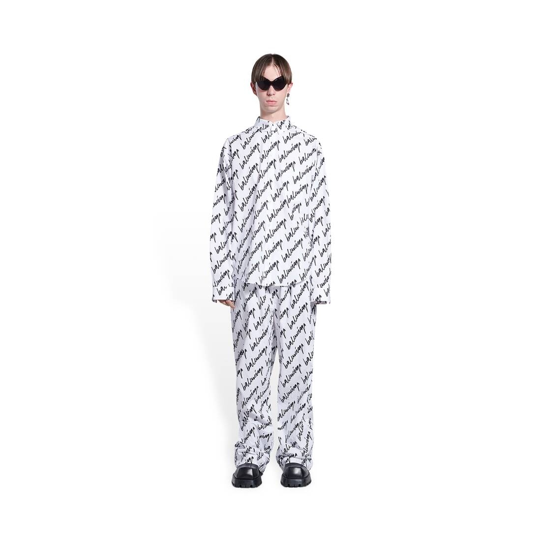 Men's New Scribble Shirt Large Fit in White - 3