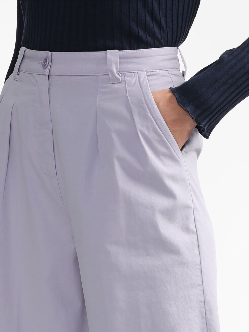 wide-leg cotton trousers - 5