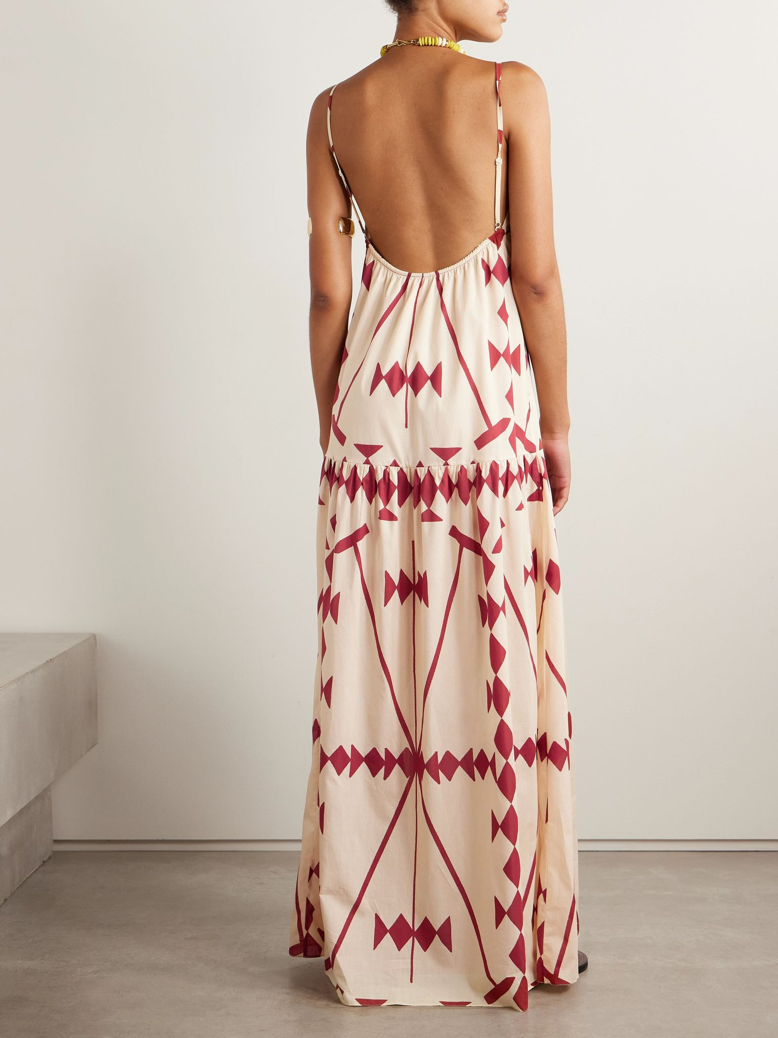 Zea Palm printed cotton-poplin maxi dress Ecru - 3