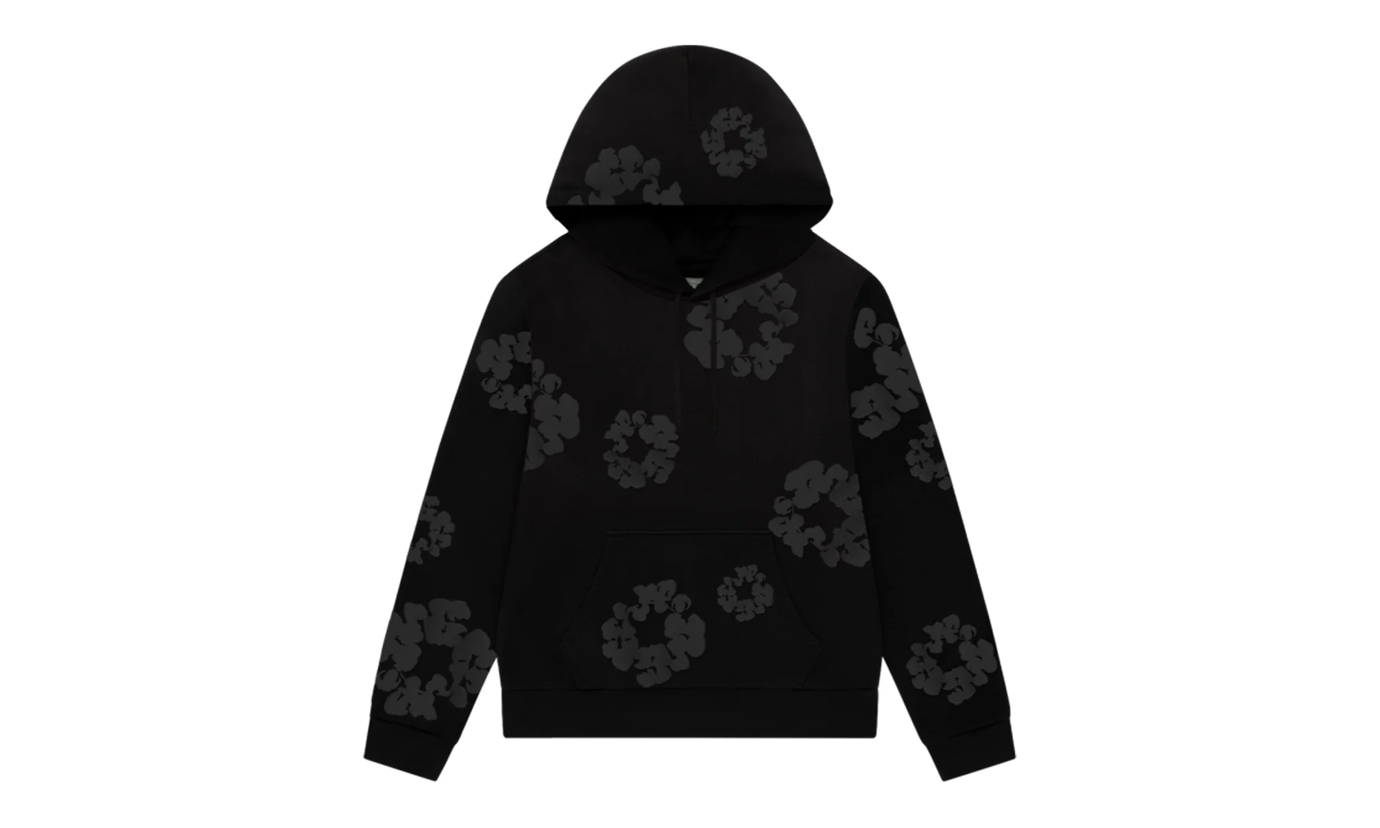 Faded Mono Cotton Wreath Hoodie "Black" DT238 - 1