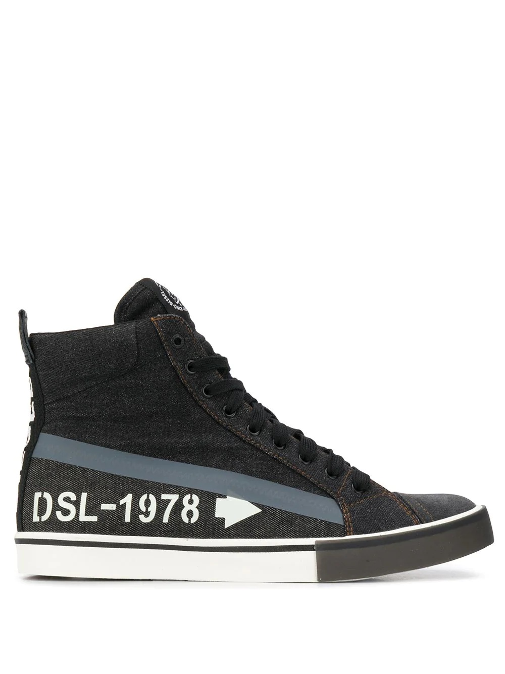 denim high-top sneakers - 1