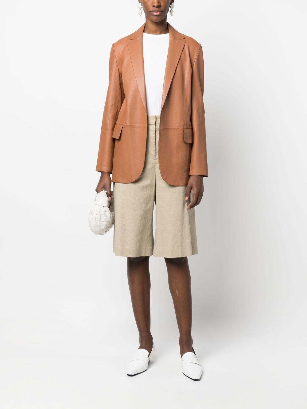 leather open front blazer - 2