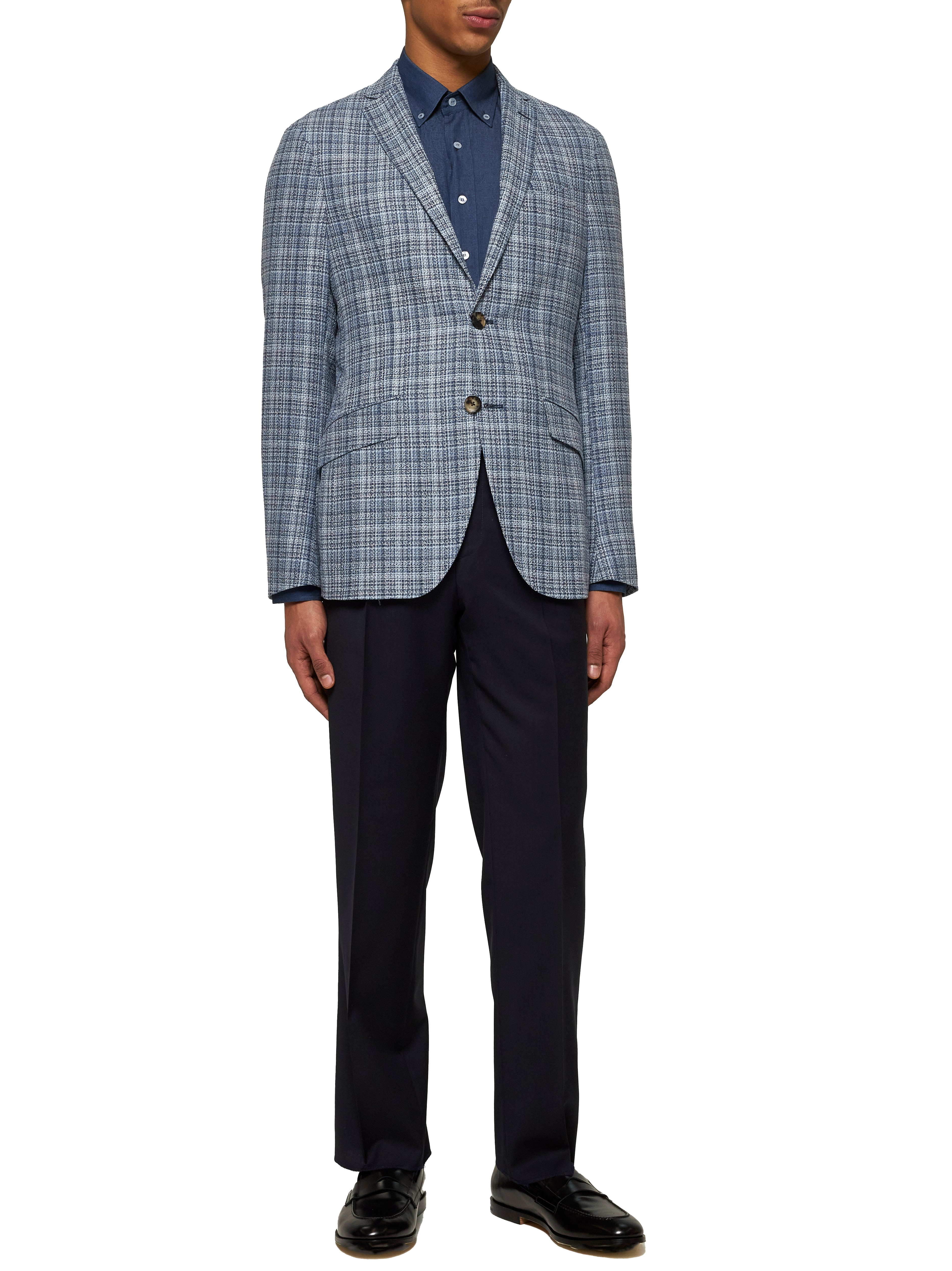 Blue tweed single-breasted blazer - 2