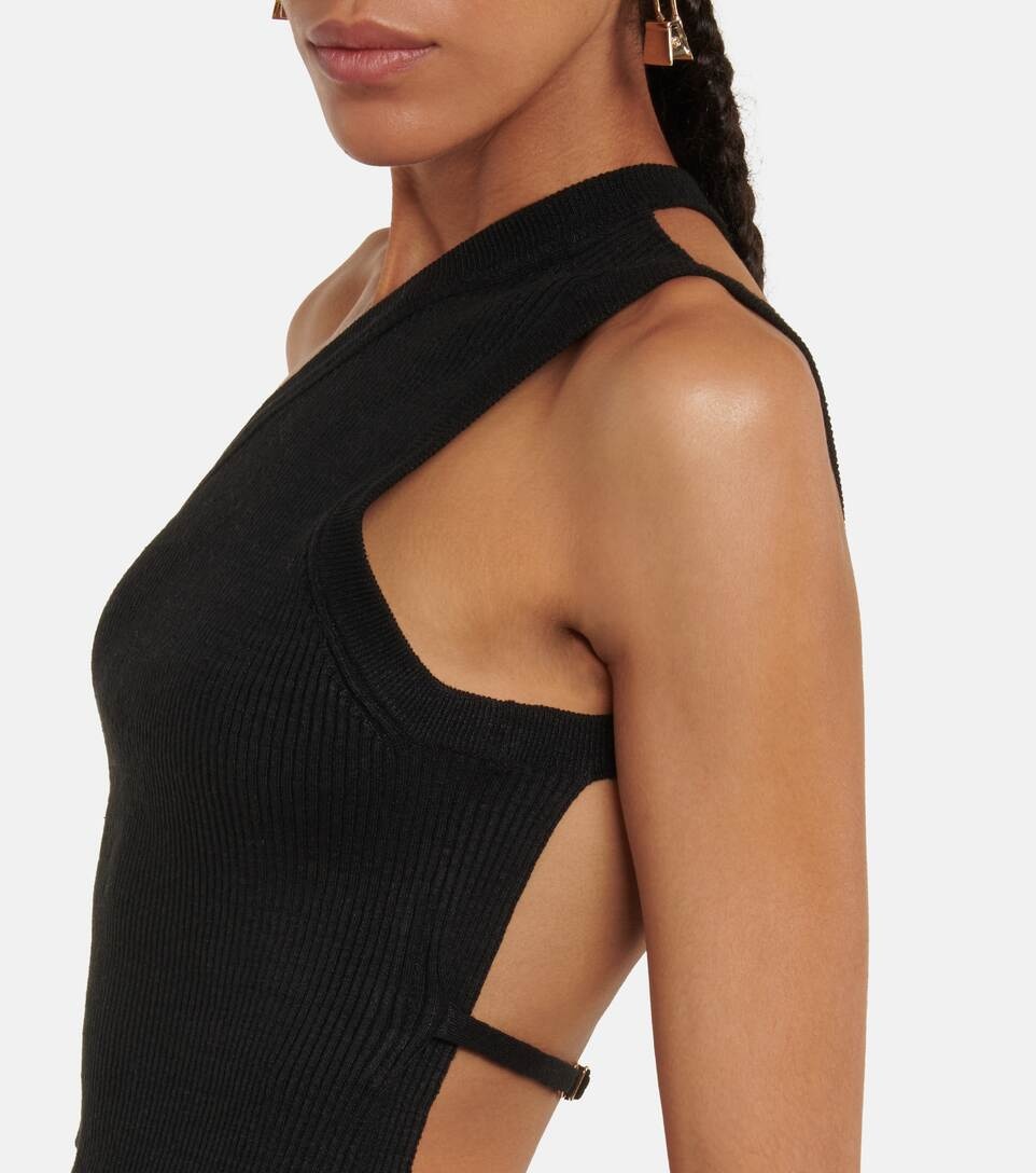 La Maille Ascu cropped linen-blend top - 4