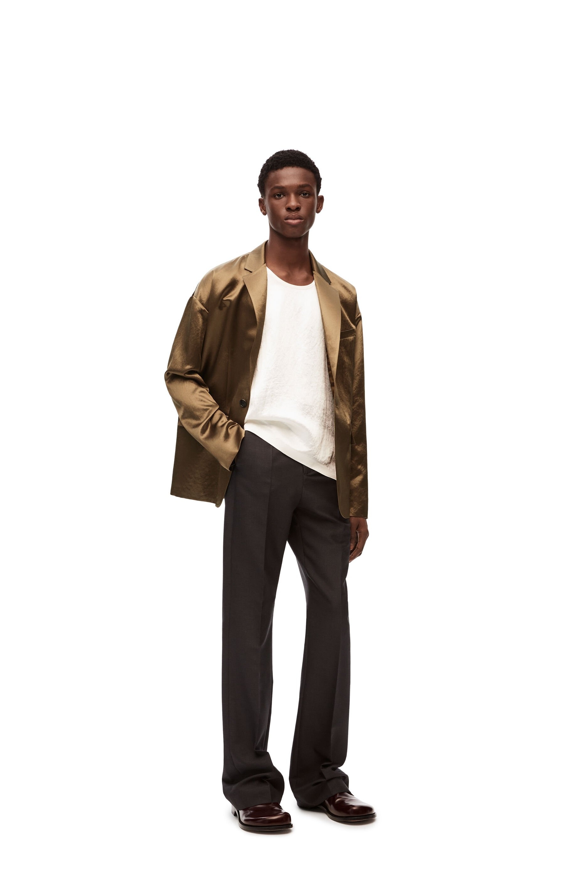 Single breasted jacket in technical satin - 2