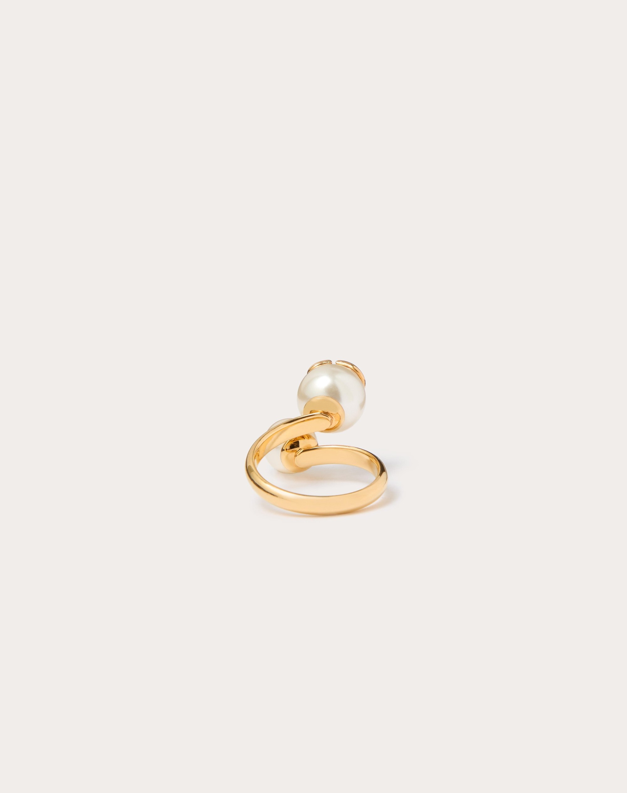 VLOGO SIGNATURE METAL AND PEARL RING - 3