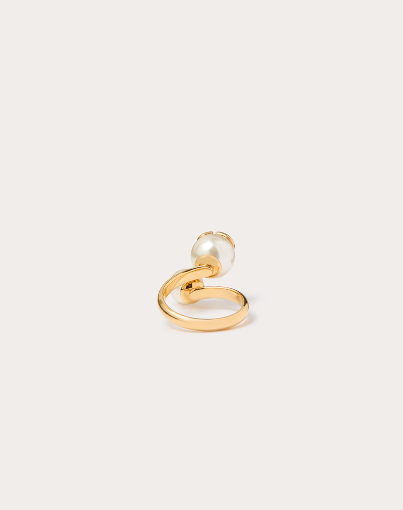 VLOGO SIGNATURE METAL AND PEARL RING 3