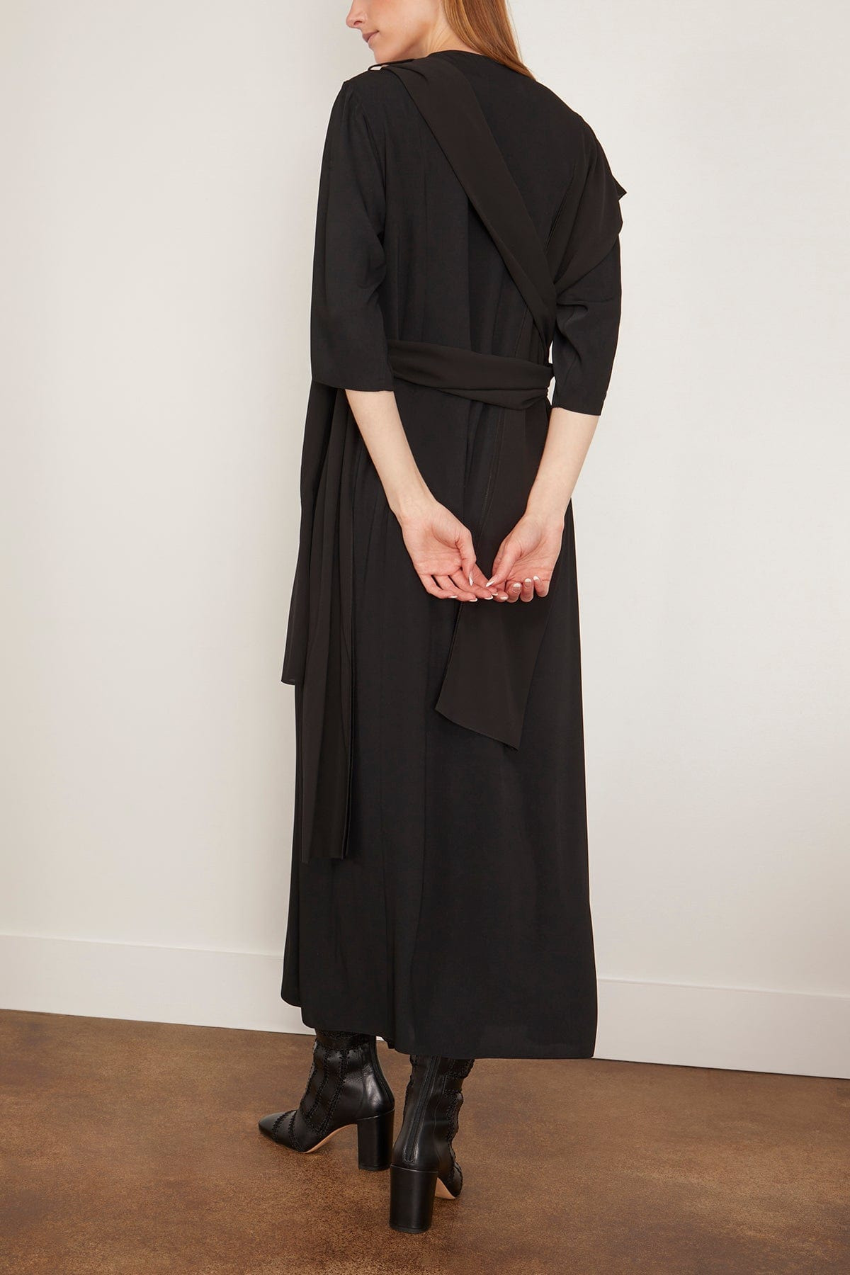 Draped Dress in Black - 5