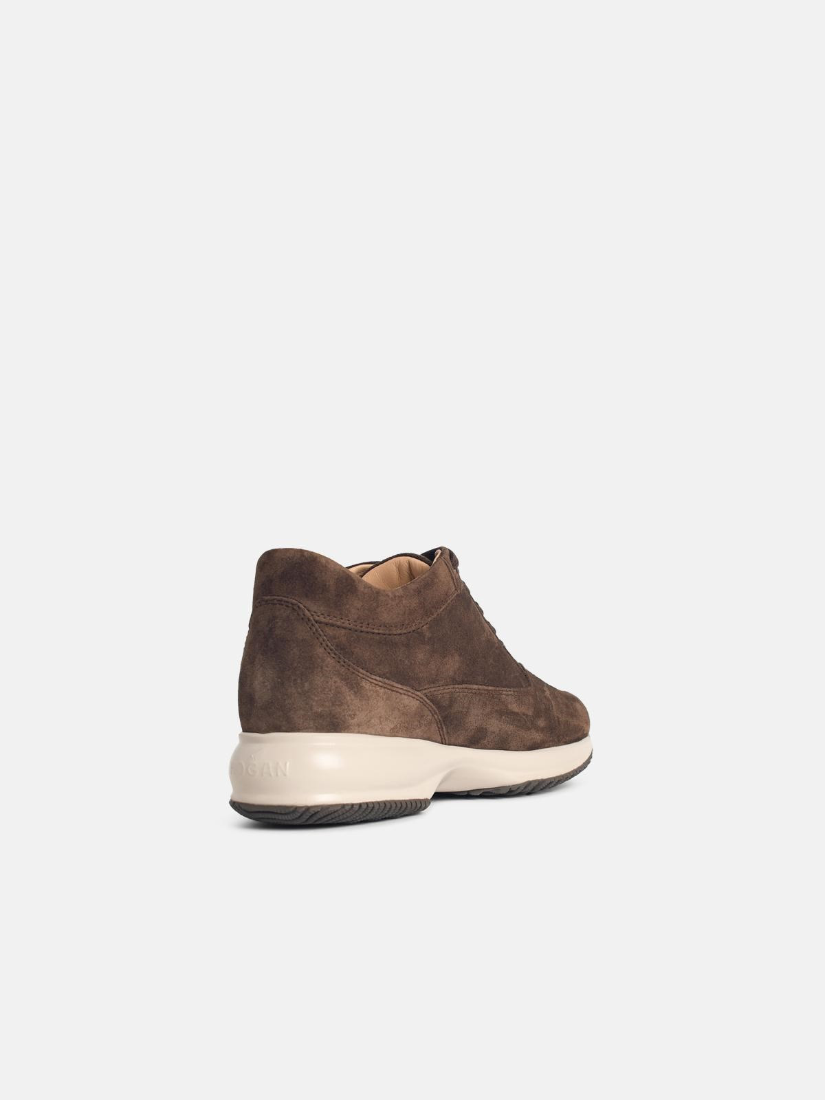 'INTERACTIVE' BROWN SUEDE SNEAKERS - 3