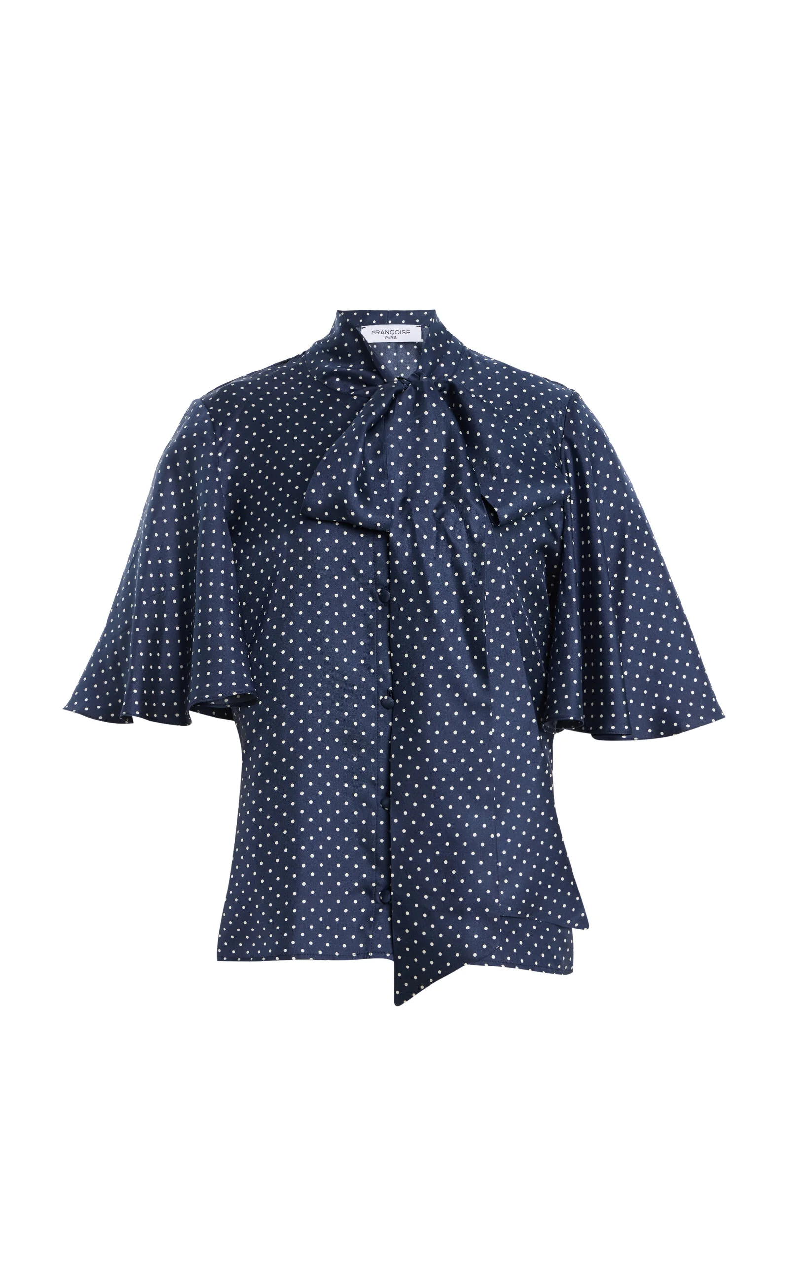 Alessa Polka-Dot Silk Top - 1