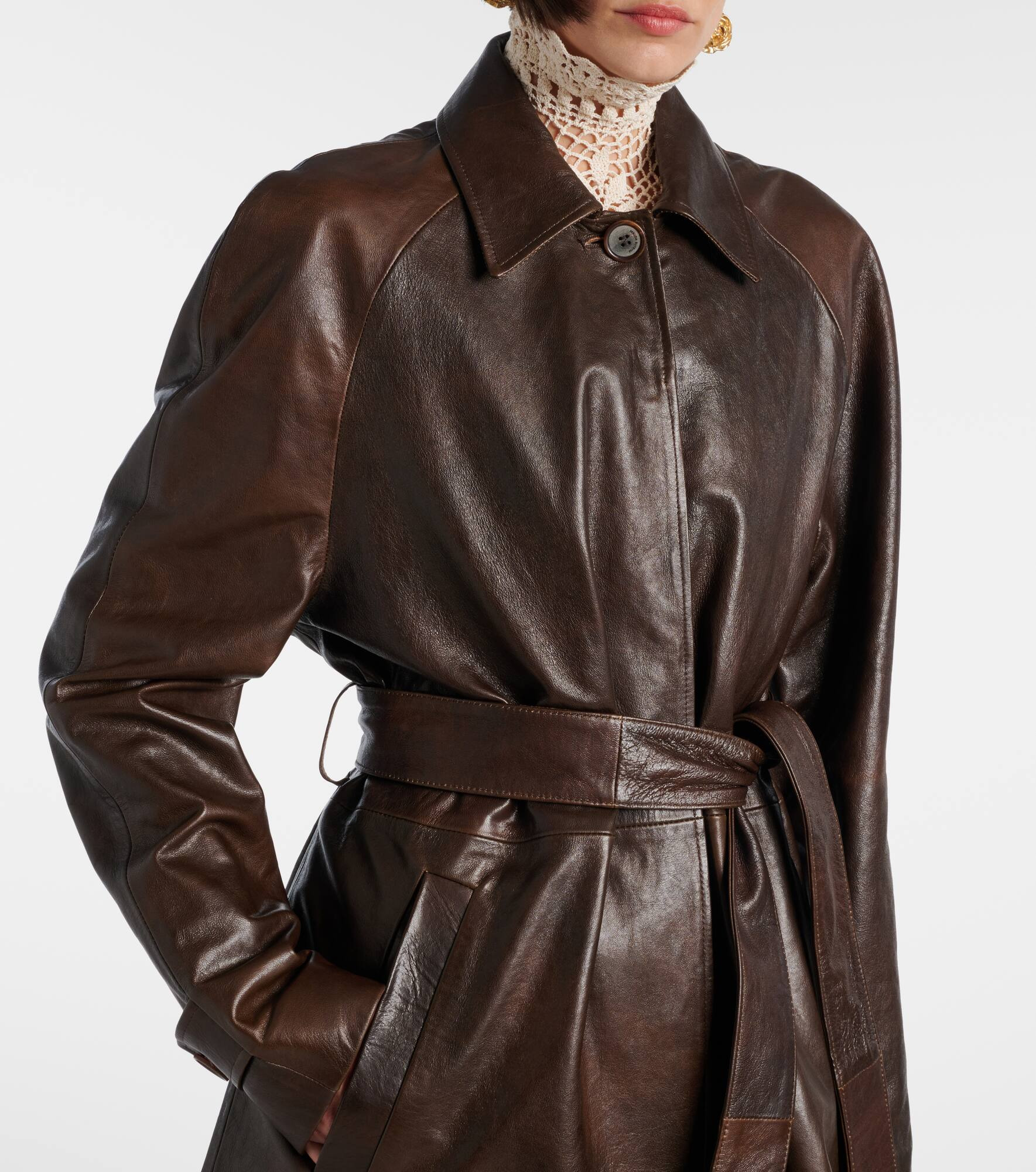 Leather wrap coat - 4