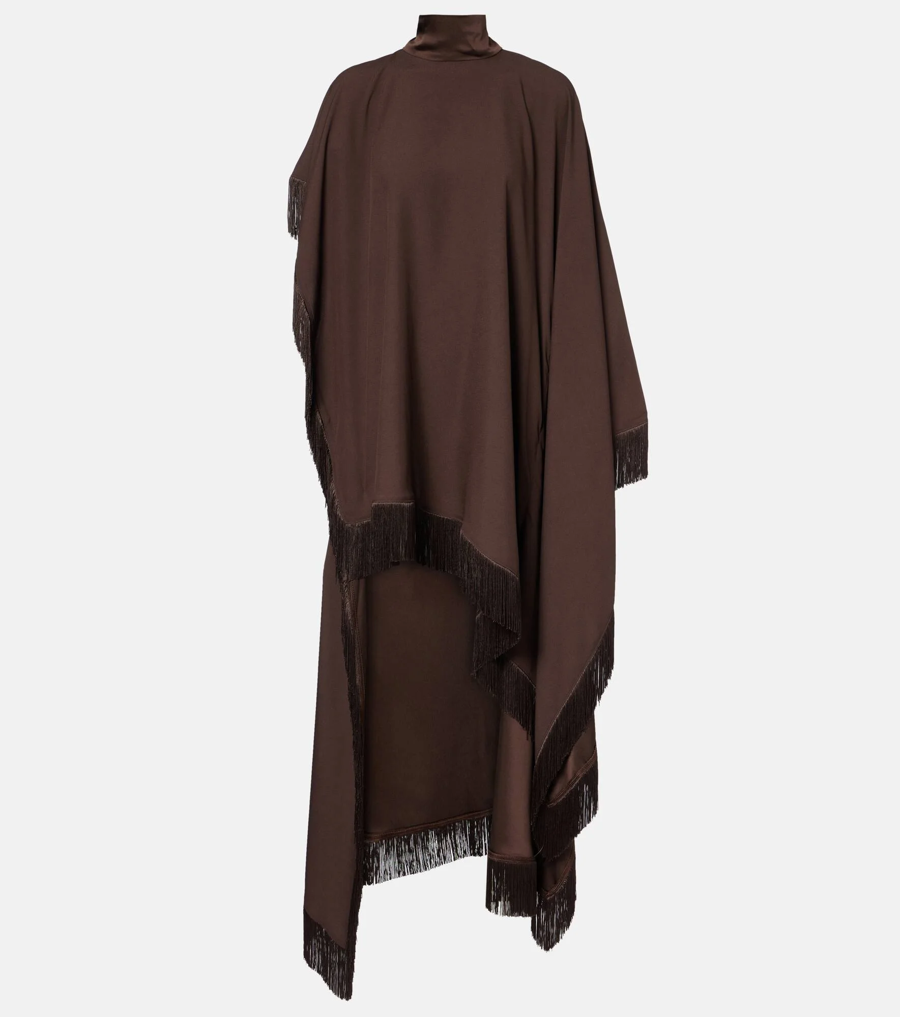 New Age fringed asymmetric satin kaftan - 1