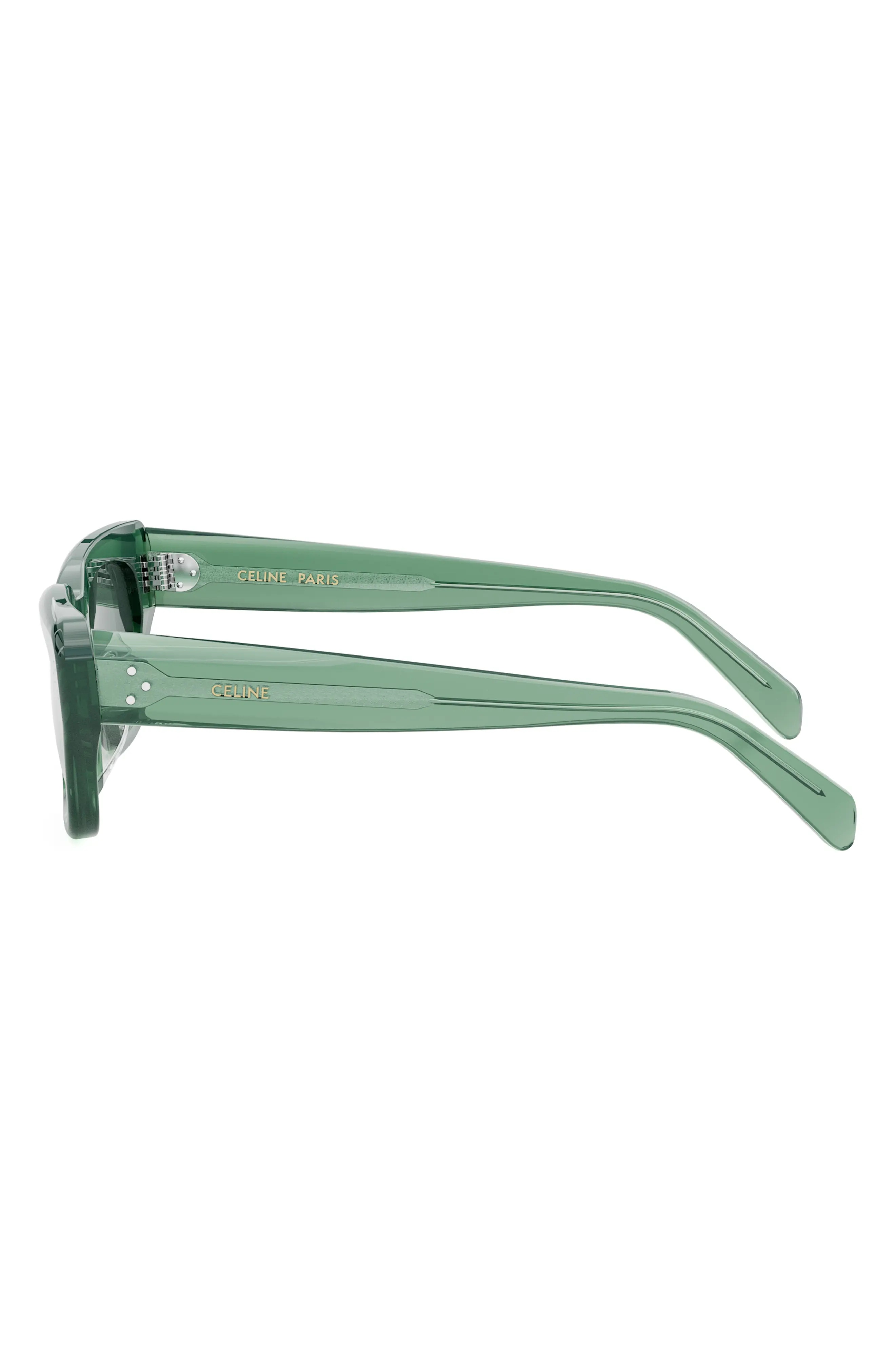 CELINE Bold 3 Dot Rectangular Sunglasses in Shiny Dark Green