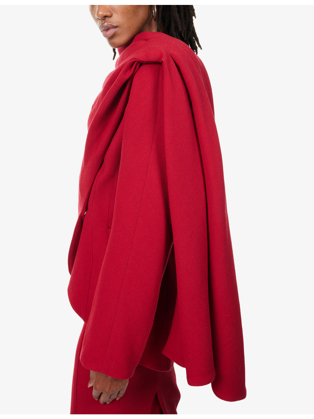 Scarf Curved-Hem Wool Jacket - 5