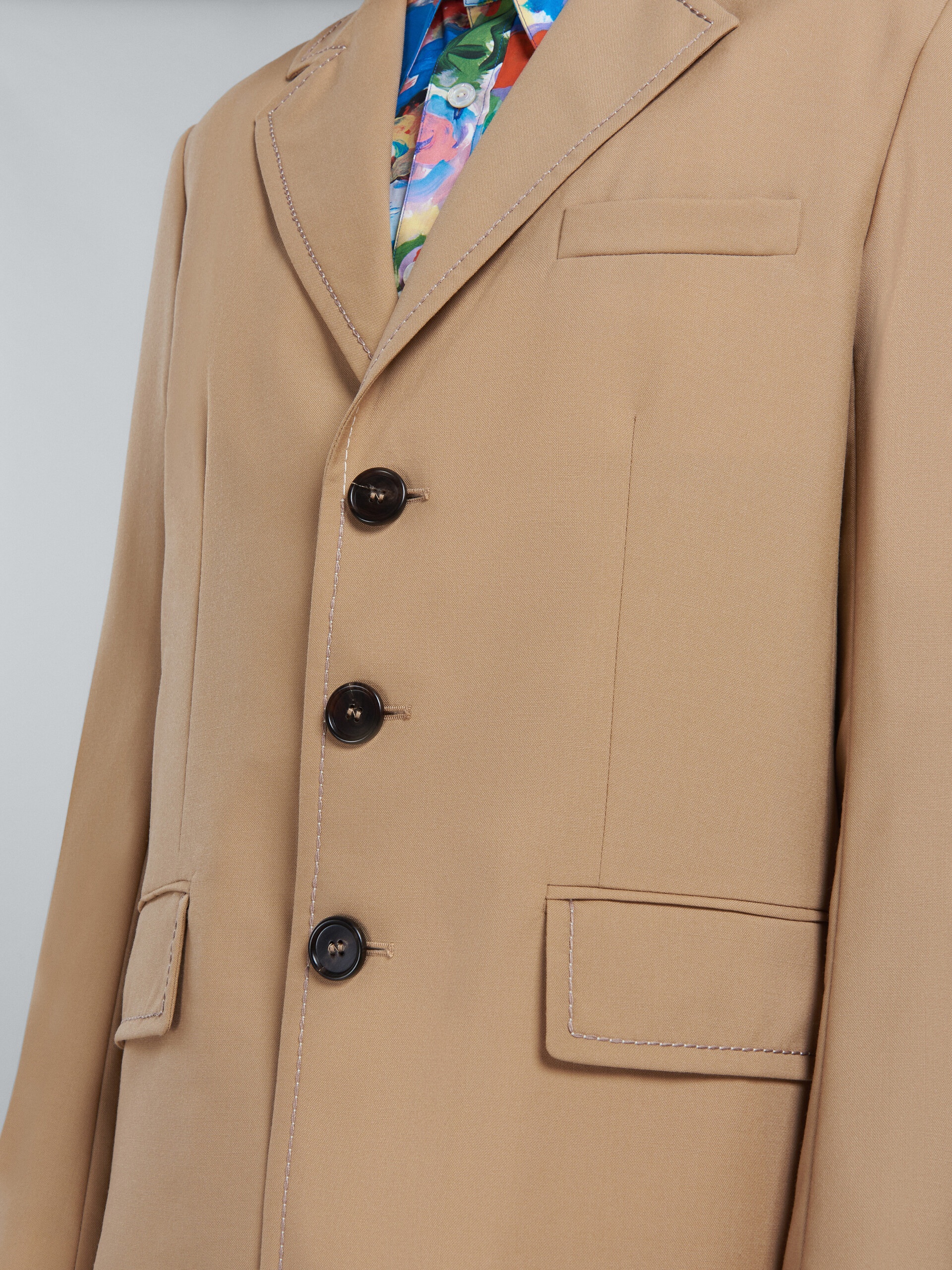 LONG BLAZER IN BEIGE TROPICAL WOOL - 5