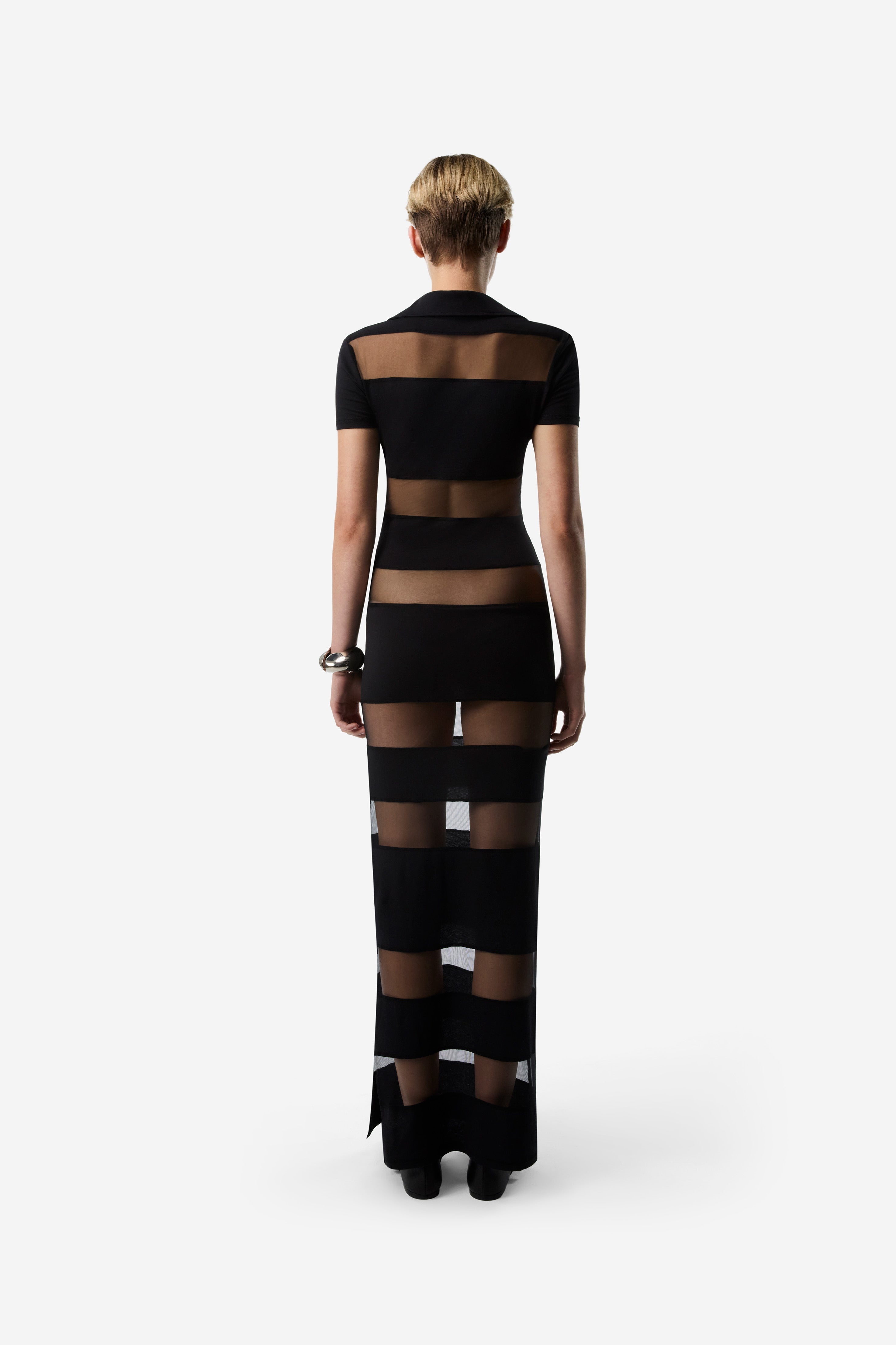 Striped Sheer Polo Dress - 4
