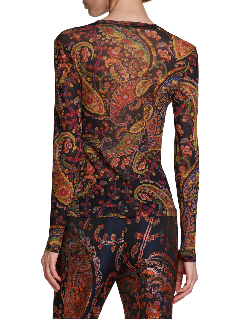 Women's Paisley Slim-Fit Long-Sleeve Top - Printed Blue Base 5
