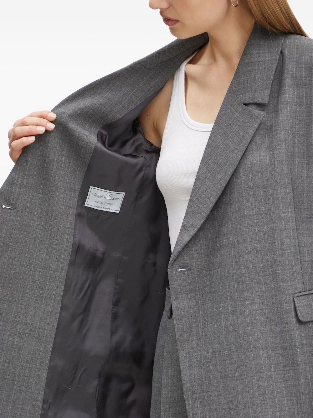 pinstripe double-breasted blazer - 5