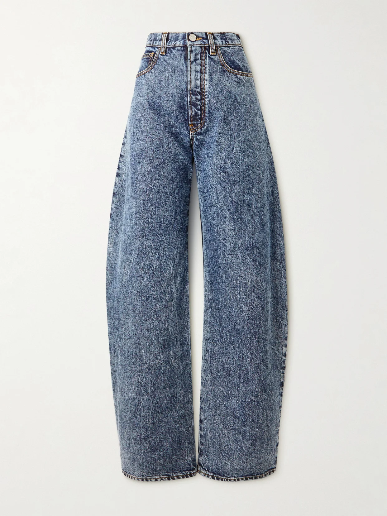 Acid-wash High-rise Barrel-leg Jeans - 1