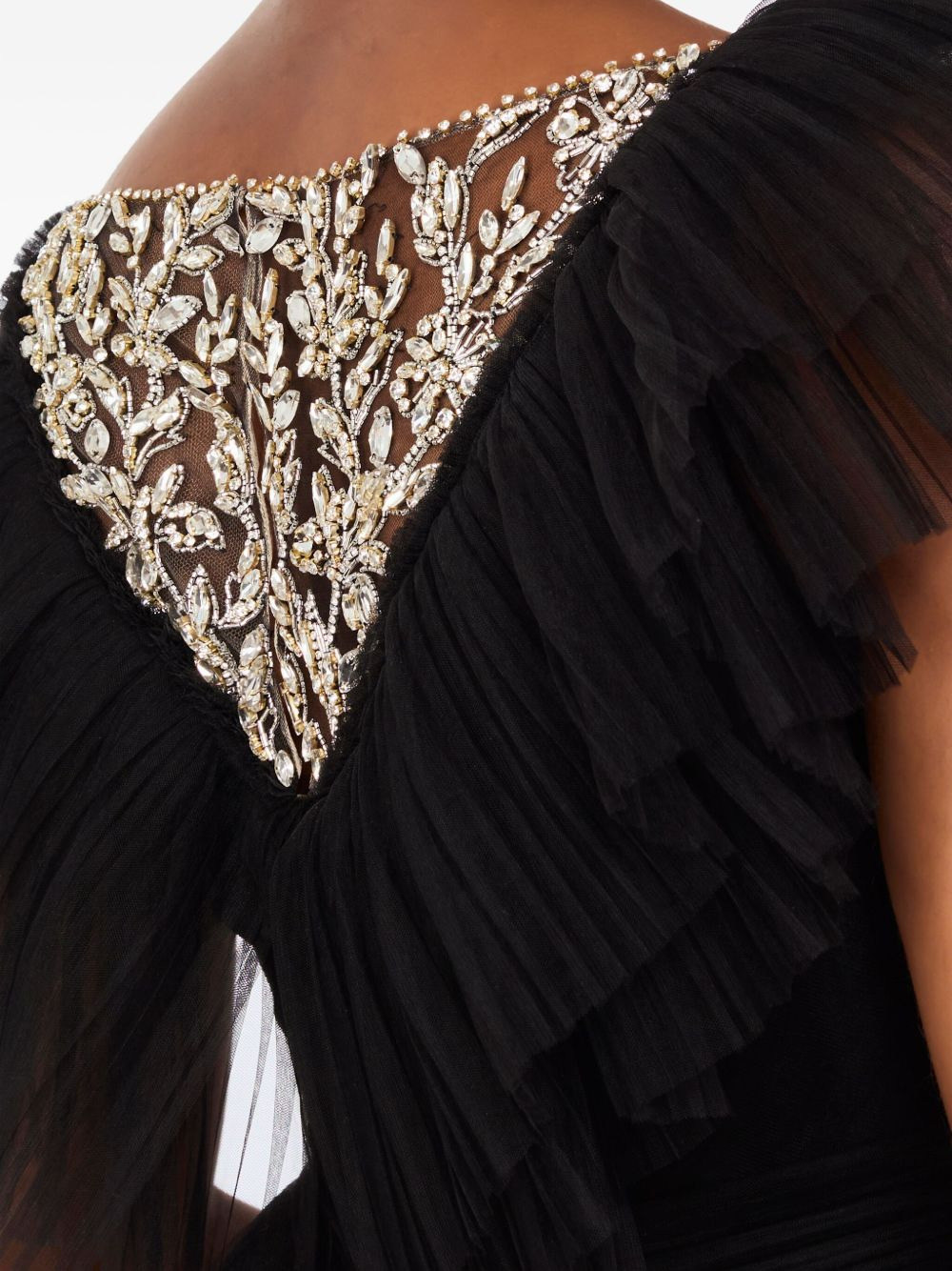 embellished ruffled-tulle maxi dress - 4