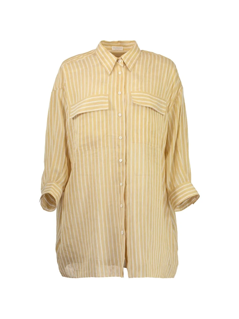 stripe-pattern flap-pocket shirt - 1