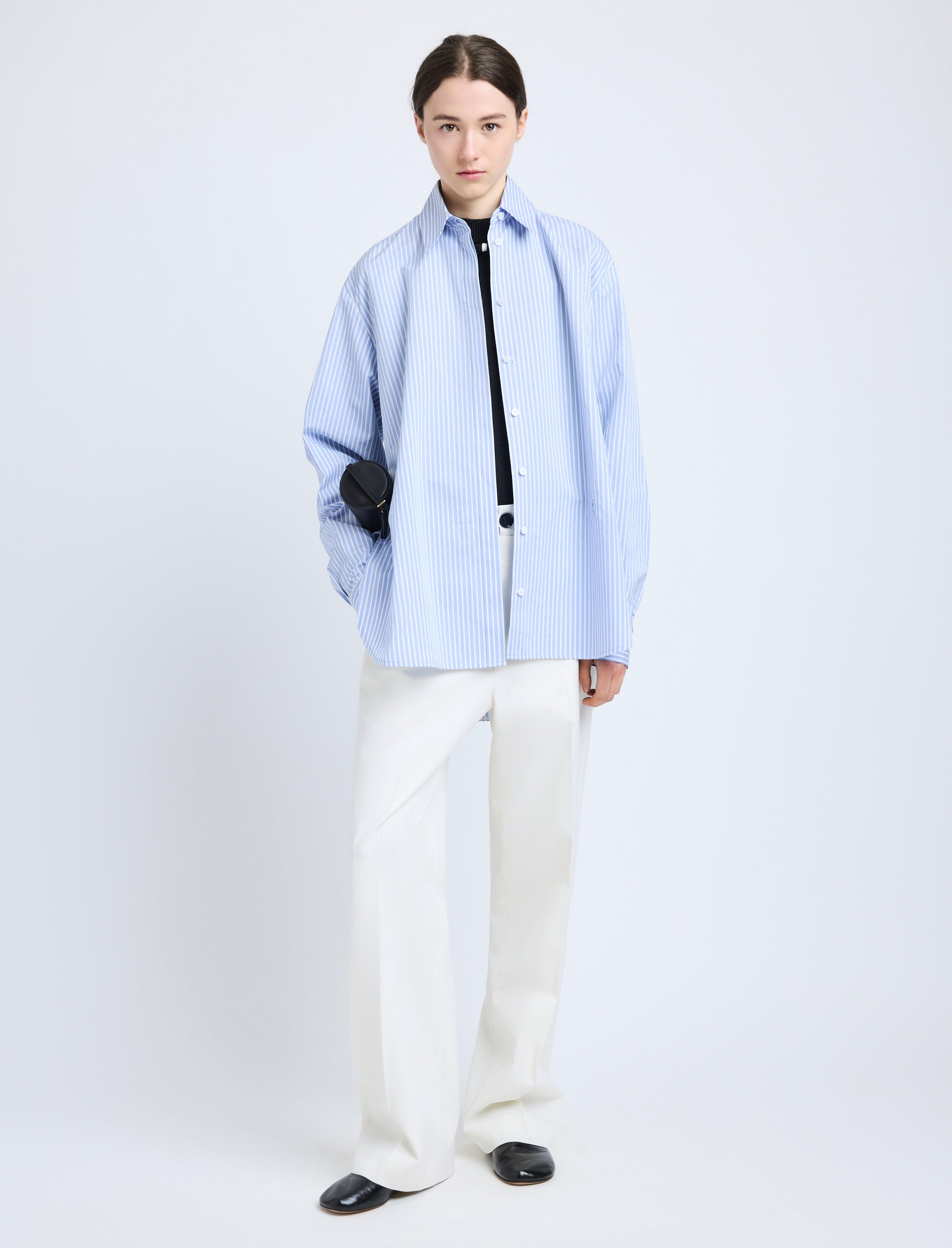 Hunter Top in Stripe Cotton Silk Poplin - 3