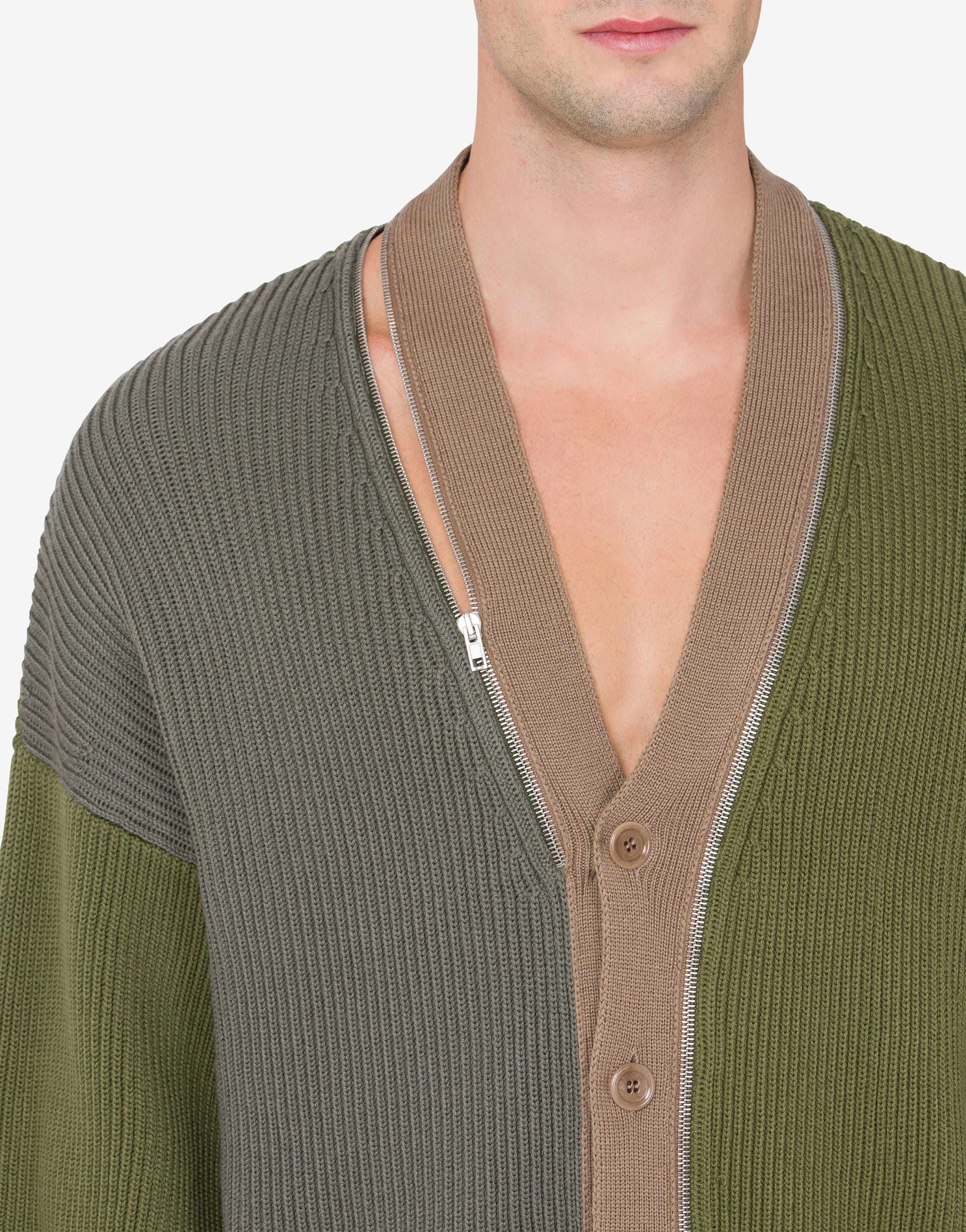 RIBBED WOOL CARDIGAN WITH ZIP - 4
