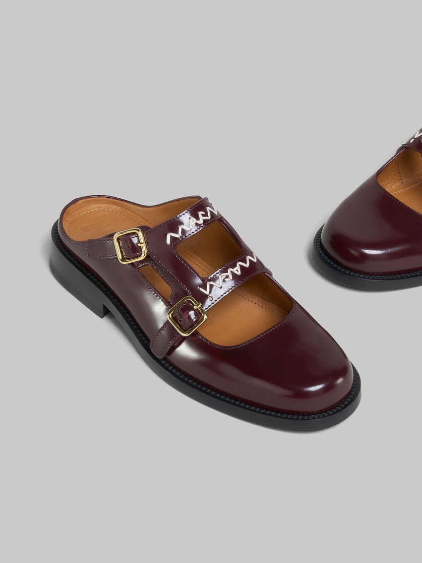 Marni BURGUNDY LEATHER BAMBI 3.0 LOAFER WITH DOUBLE BUCKLE