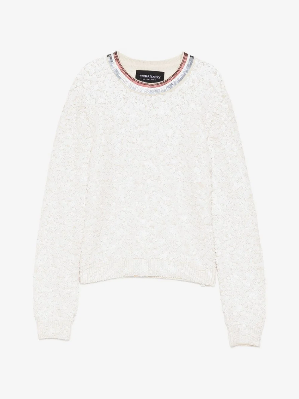 sequin-embellished round neck jumper - 1