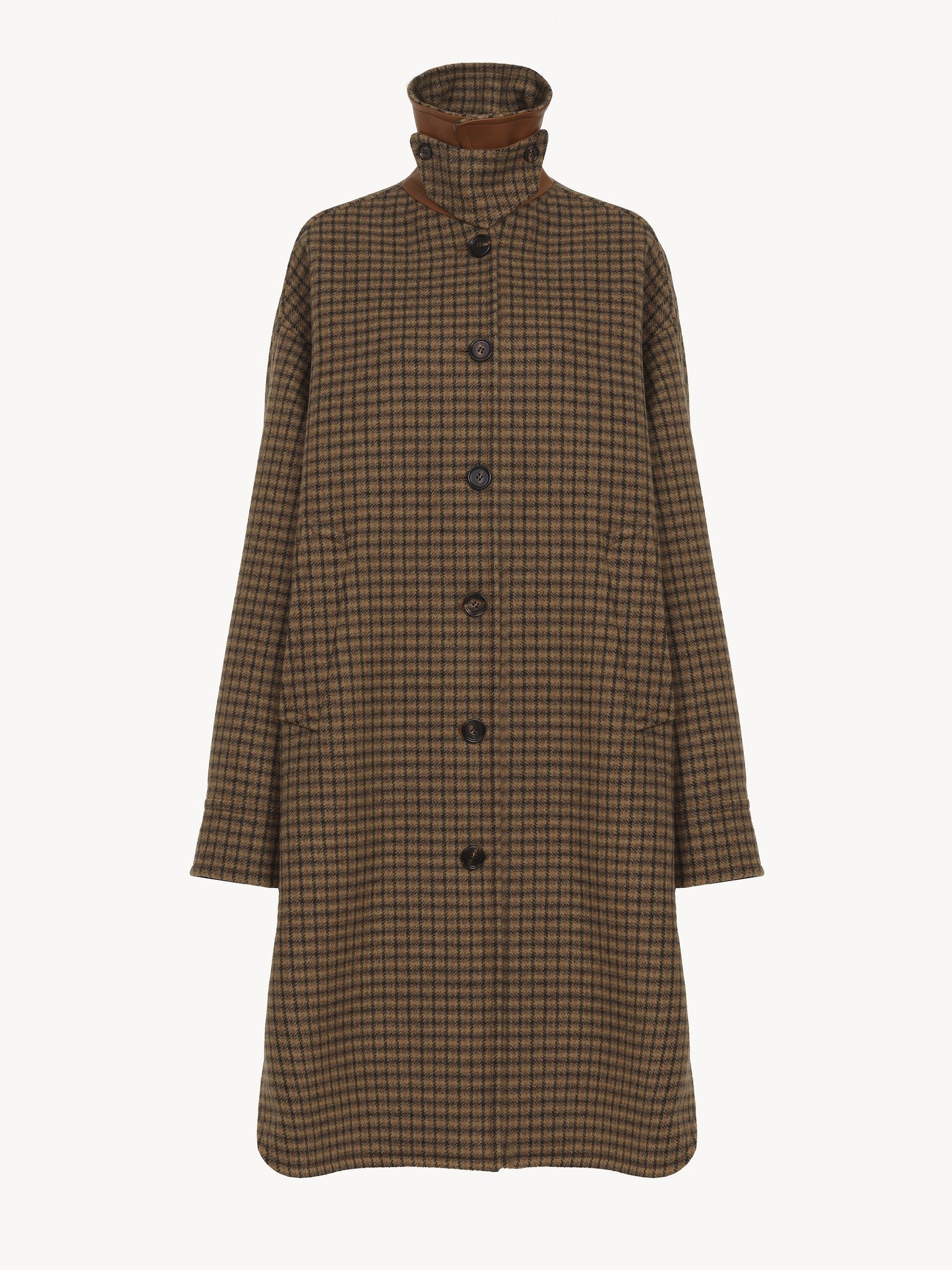 OVERSIZED MID-LENGTH COAT IN CHECK WOOL - 2