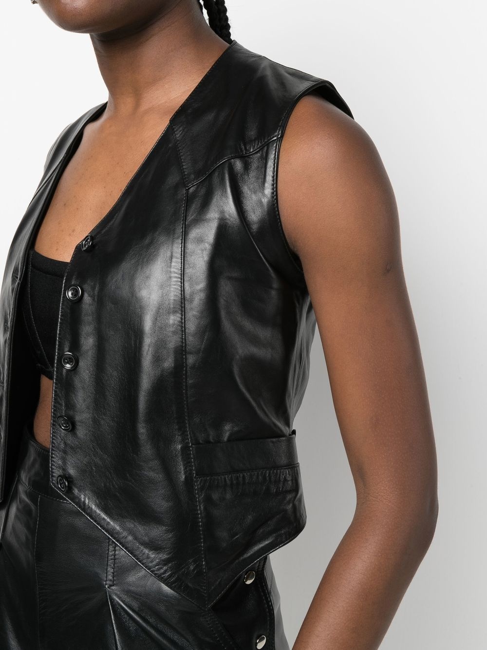 Harlow cropped leather vest - 5