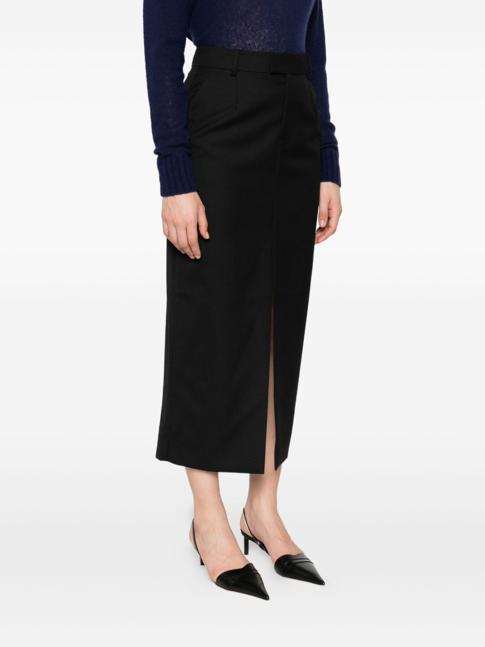 front-slit wool skirt - 3