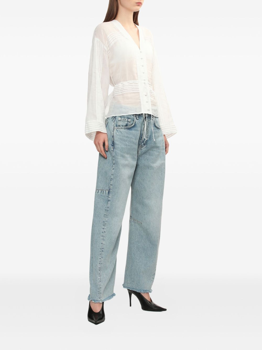 Charlie panelled frayed jeans - 2