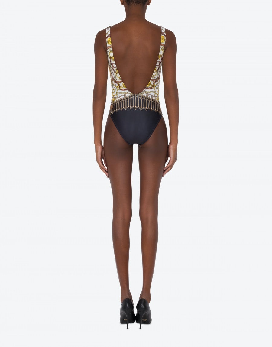 MILITARY TEDDY SCARF ONE-PIECE SWIMSUIT - 3