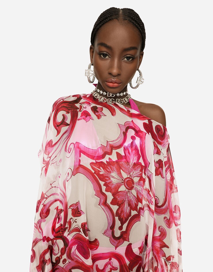 Majolica-print chiffon caftan - 4