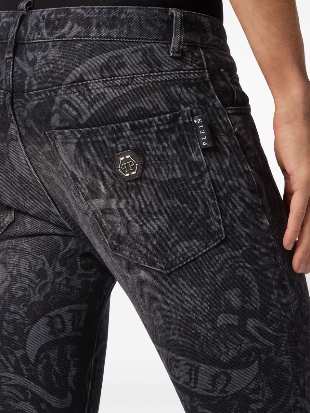 tattoo-print skinny jeans - 5