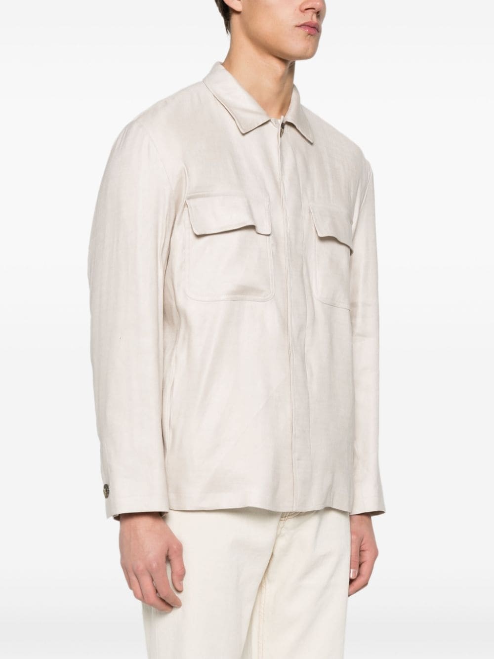 classic-collar shirt jacket - 3