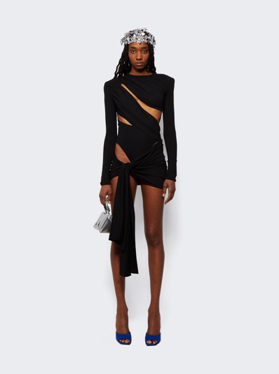 THE ATTICO Cut Out Mini Dress With Ruching Black outlook