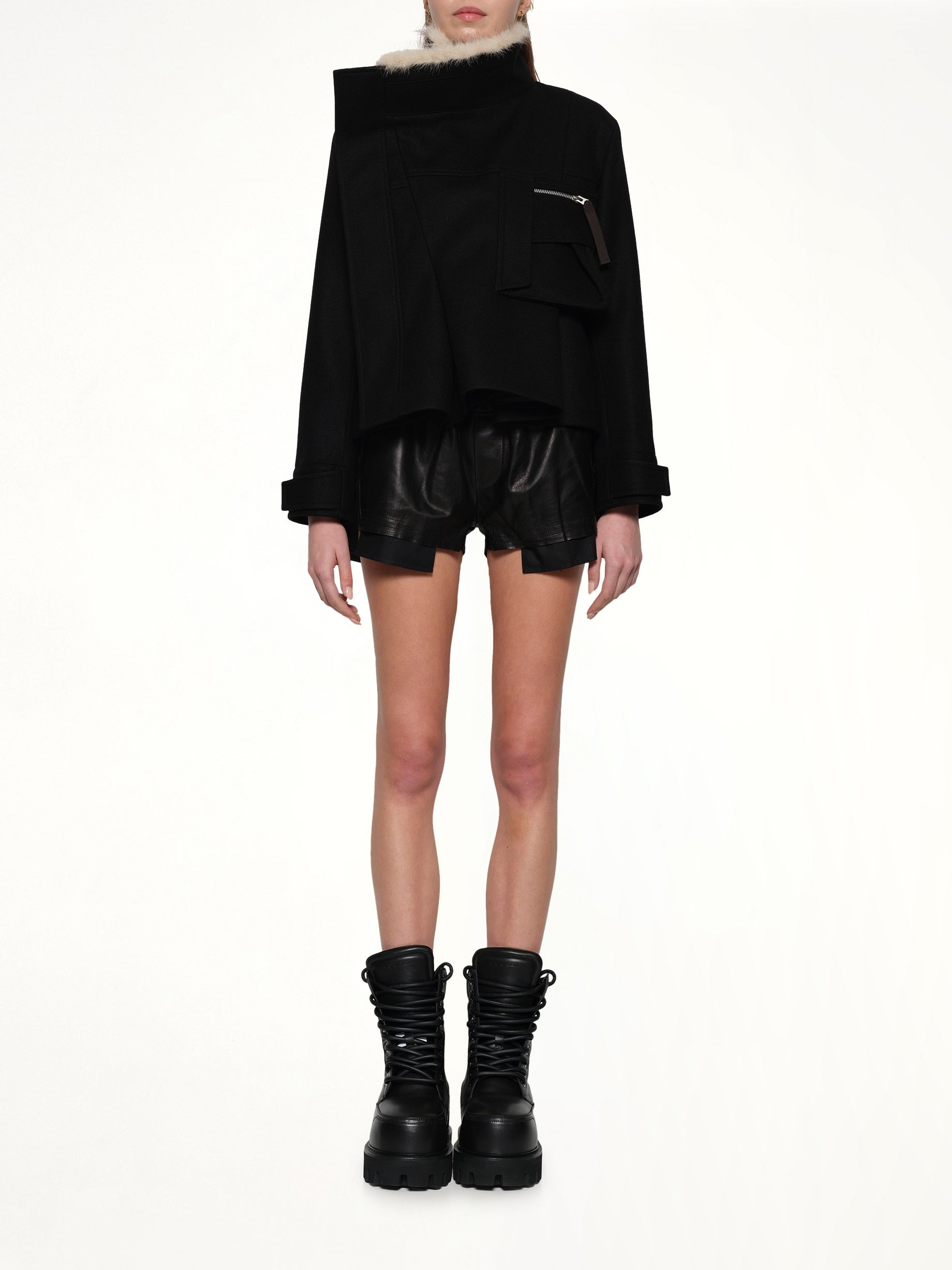 Wool Melton Blouson in Black - 7