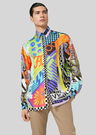 VERSACE Pop Temple Print Silk Shirt outlook