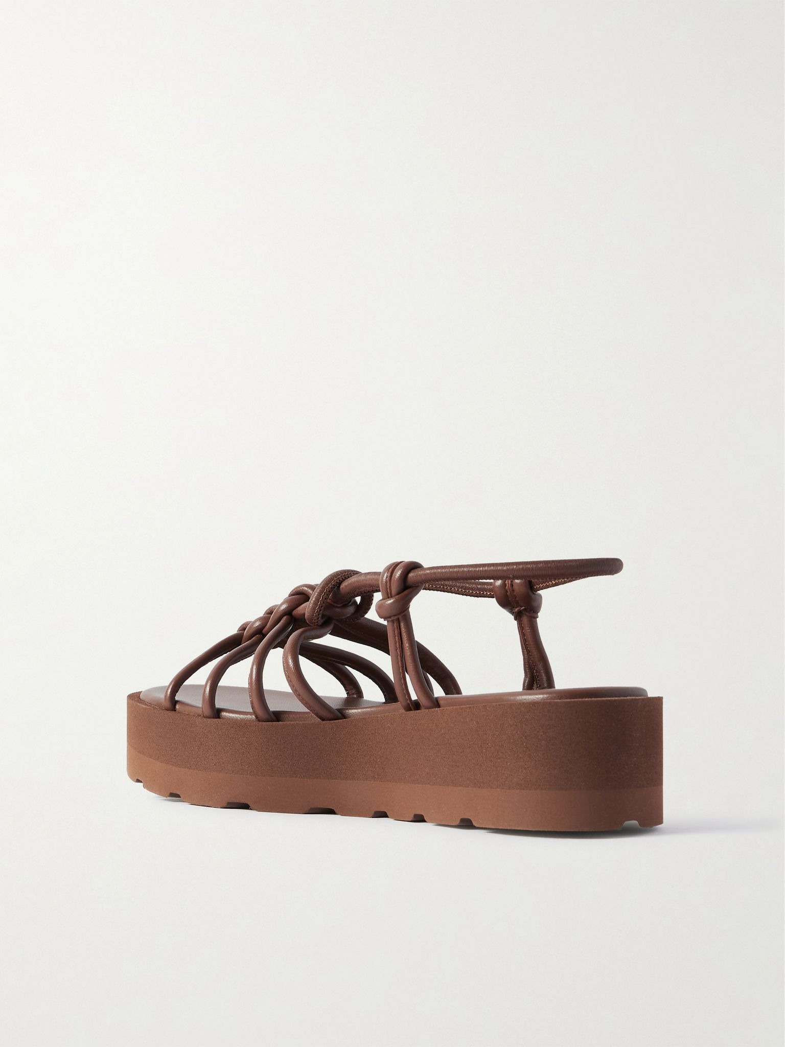 Hebe 45 knotted leather platform sandals Brown - 3