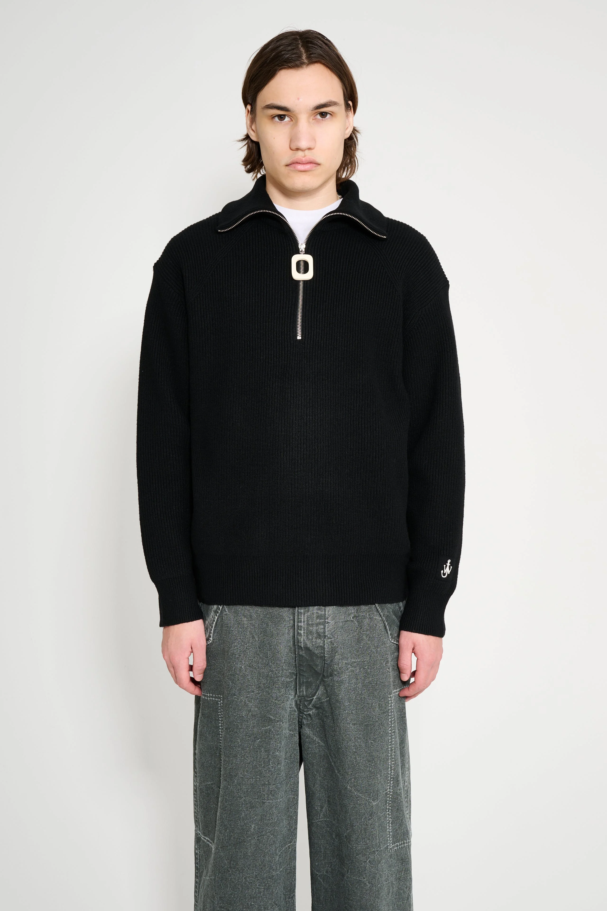 JW ANDERSON HALF ZIP JUMPER BLACK - 1
