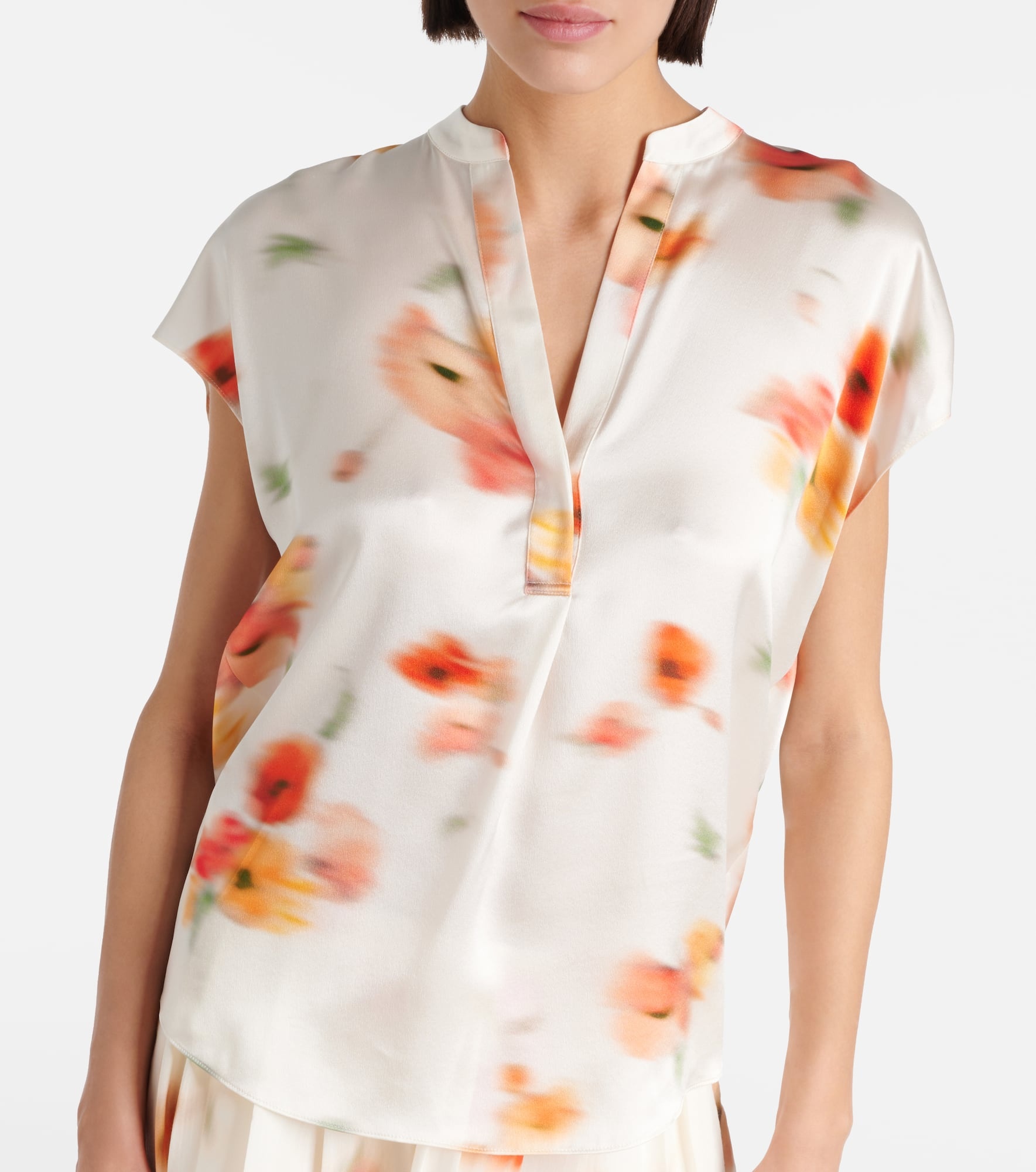 Floral silk satin blouse - 5