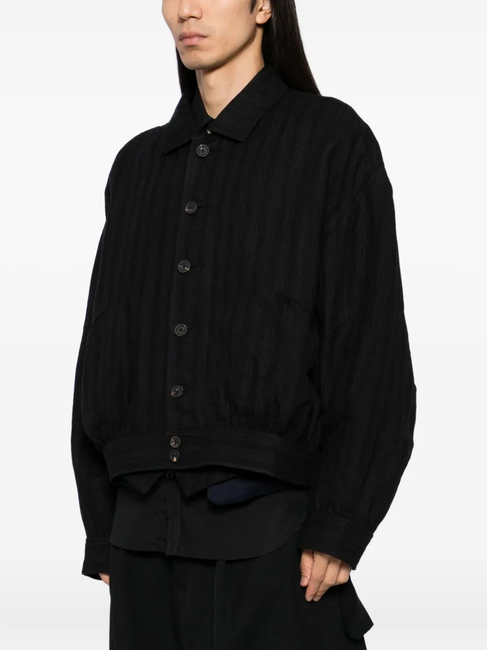 ZIGGY CHEN - Men Spread Collar Cropped Jacket - 2
