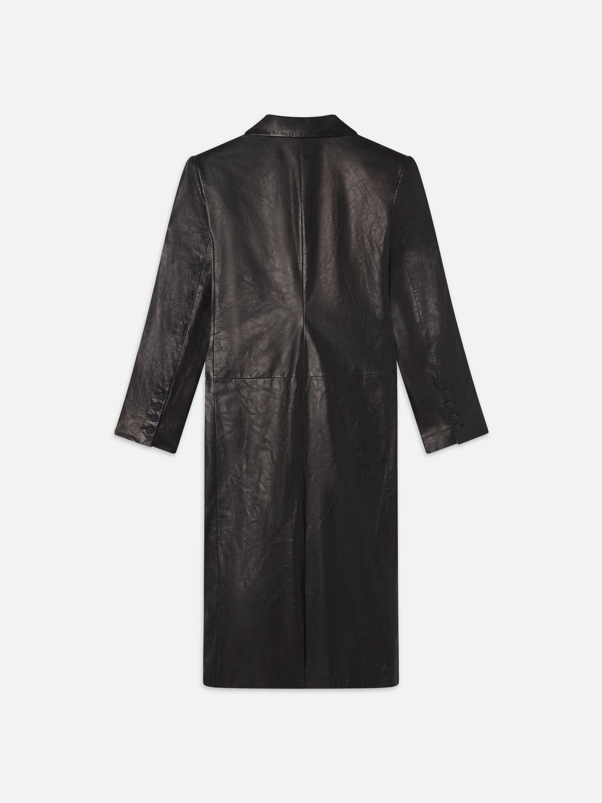 Tailored Leather Coat in Black - 4