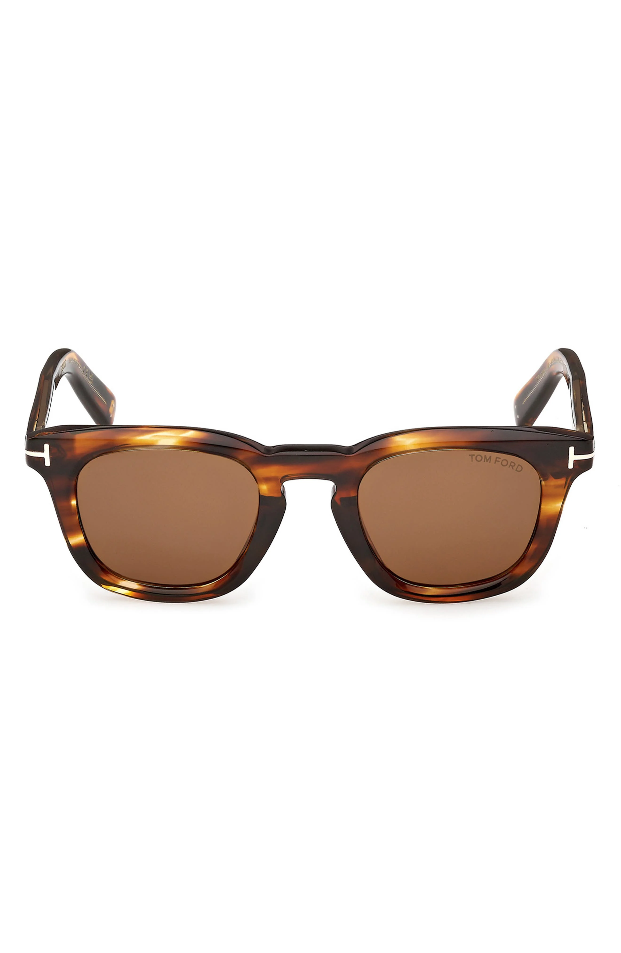 TOM FORD 48mm Square Sunglasses in Striped Brown Havana /Brown at Nordstrom - 1